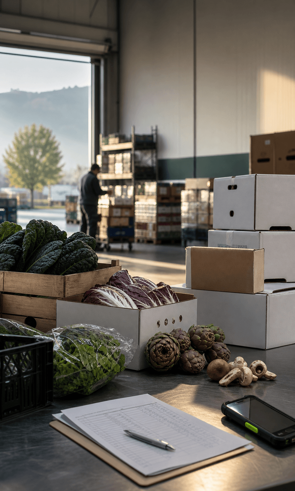Preparazione degli ordini in un centro di distribuzione alimentare
